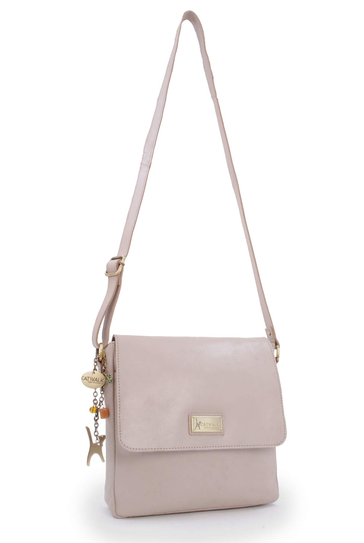 Catwalk Collection Handbags - Bolso Bandolera de Mujer - Bolso Cruzado Mediano de Piel - Messenger Bag de Cuero Envejecido - Sabine M