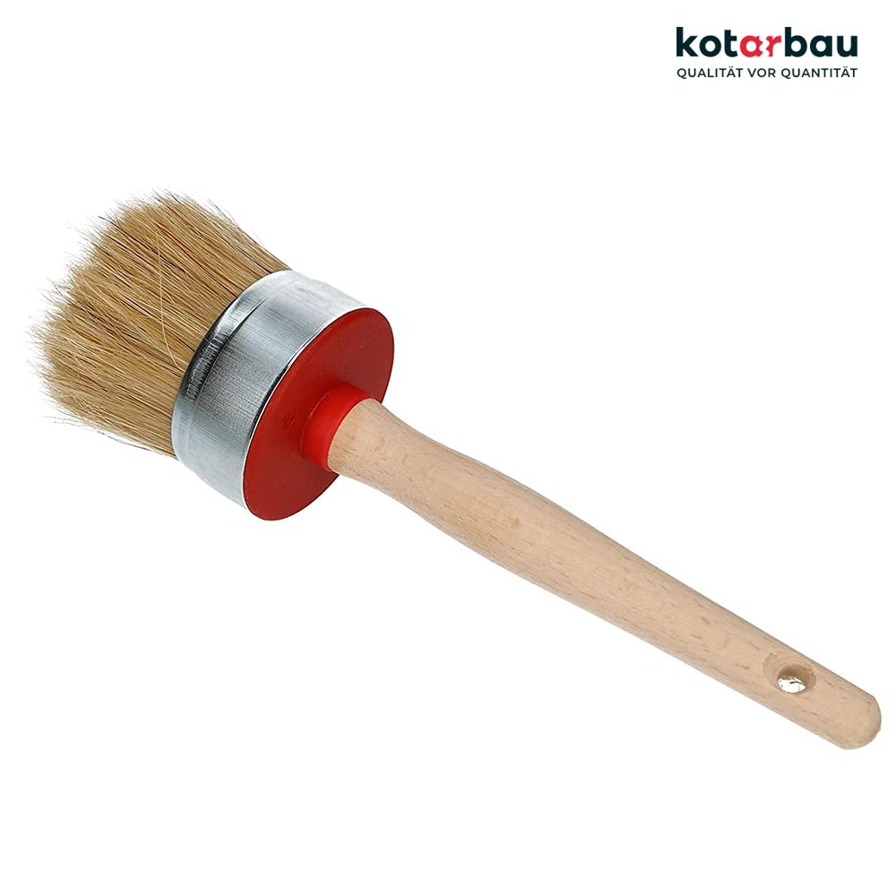 KOTARBAU® Juego de 10 brochas Redondas, 60 mm, con Mango de Madera y cerdas Naturales, Pincel para Pintura, Barniz o Esmalte, Acabado Suave y Uniforme, 10 Unidades