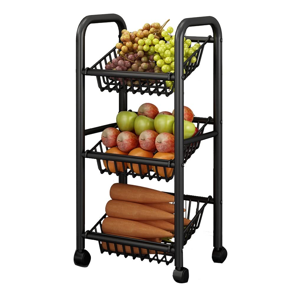 Organizzatore da cucina Carrello portaoggetti con ruote a 3-5 livelli, organizer da cucina, scaffale in metallo staccabile, carrello per frutta e verdura per lavanderia, sala giochi, garage o ufficio,