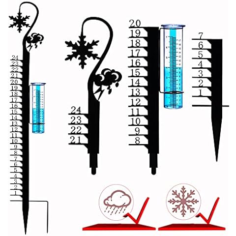 BIUWING Snow Gauge Rain Gauge Outdoor, Dual-Purpose Gauge for rain and Snow Measurement, Snowflake and rain gauges Decorative for Yard, Garden, Lawn Cover