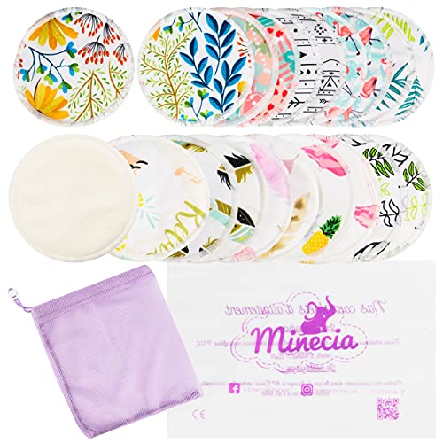 Lot de Coussinets d'allaitement lavables confortable x 20 pcs en coton réutilisable, extra doux et absorbant + Filet de Lavage + Sac de rangement