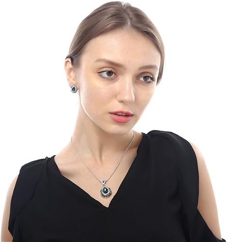 Miniatura 6 de AILUOR Juego de joyas de cristal de gota de agua, retro, vintage, nudo celta, gota de agua, piedras preciosas verdes, colgante de gota de agua