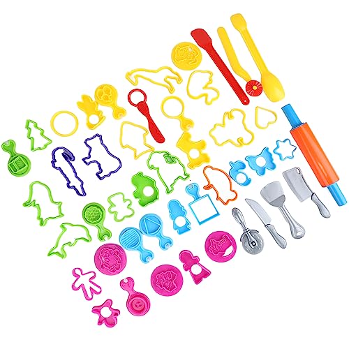 Haofy 41-teiliges Teigwerkzeug-Set aus Kunststoff mit Verschiedenen Farben und Formen für Kreatives Spielen, Kunstprojekte und Heimschulaktivitäten