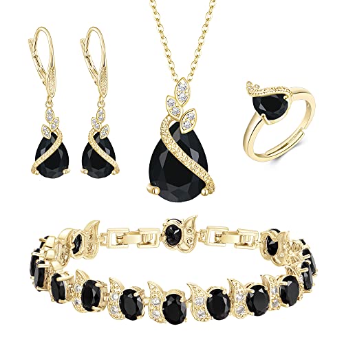 BriLove Sparkling Water Drop Cubic Zirconia Crystal Necklace Earrings Bracelet Ring...