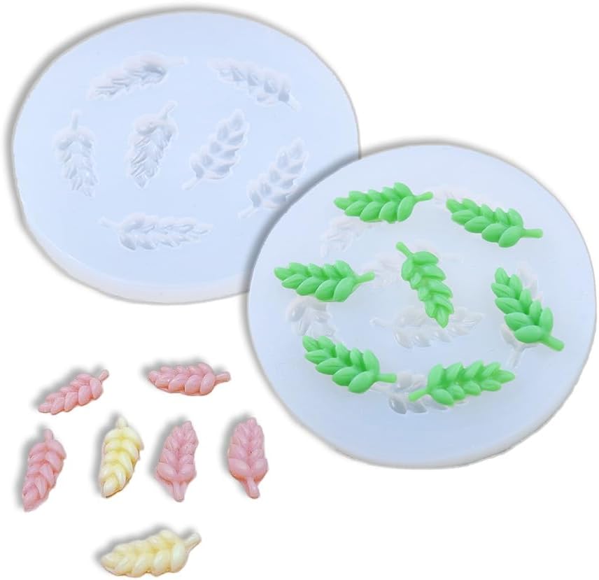 2Pcs 7-cavity wheat ear shape silicone Molds for DIY Cake Fondant Biscuit Cookies Sugar Pudding Chocolate Hard Candies Dessert Sugar Cupcake Decor