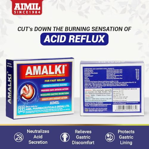 Image of AIMIL Amalki Tablets - 30 Tablets (Pack of 3) | For Hyperacidity, Gut Reflux, and Heart Burn | Fast Relief