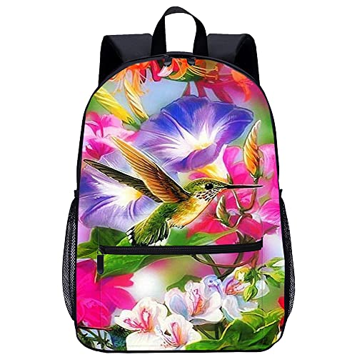 Mochila unisex flores y pájaros 45x30x15cm para portátil y libros de texto