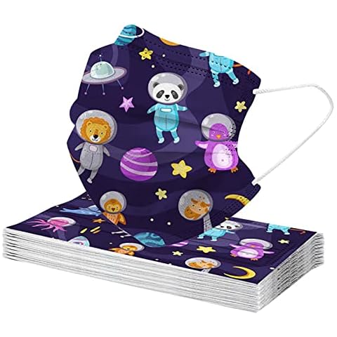 3 Ply Face Mask White Disposable Face Masks Spacemasks Breathable Face Mask Dinosaur Masks for Kids Facemasks Disposable Animal Masks for Kids Space Masks Dino Mask Cover