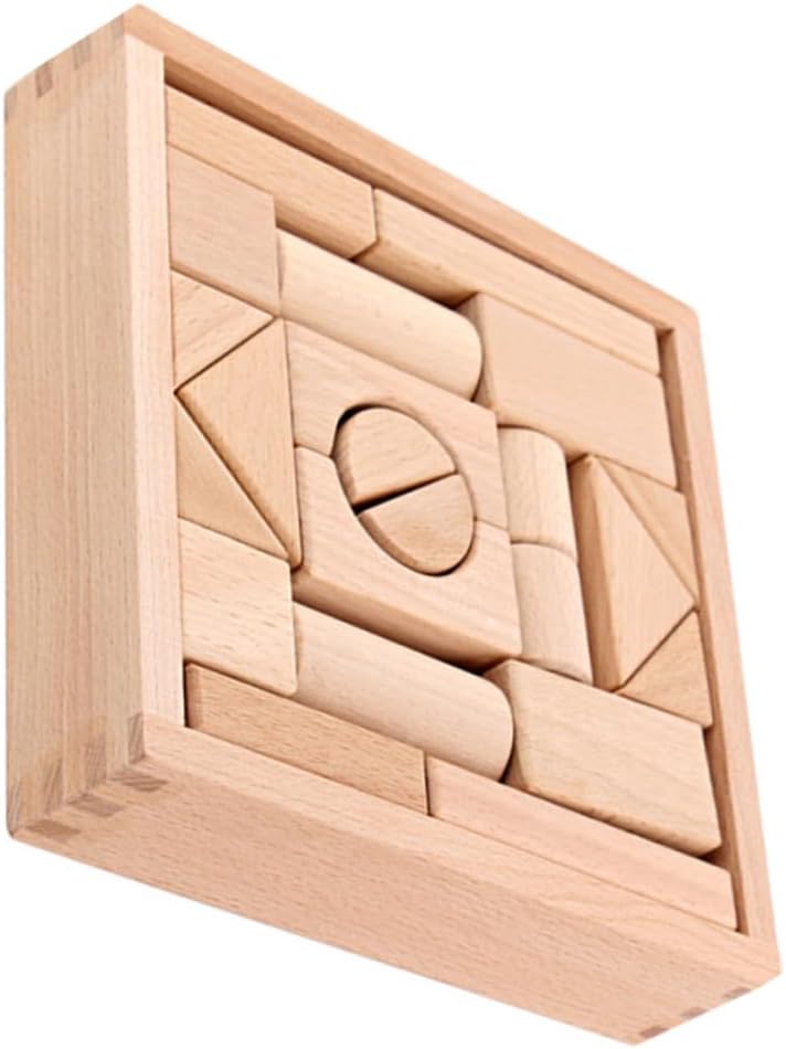 Natural Solid Wood Blocks Wooden DIY Educational Cognitive Building Blocks for Smooth Surface Safe for Enhances Hand-Eye Coordination and Learning Skills