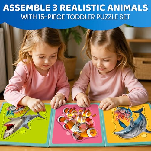 Image of QUOKKA Step Up Magnetic Puzzles for Toddlers 1-3, Ocean Puzzle Set in One Book, Travel Games for Kids 3-5, Screen Free Toy for Toddlers and Preschoolers