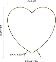 Vista 5 de Soporte redondo para telón de fondo de boda, soporte de arco de corazón de boda, soporte de arco de metal para boda, novia, día de San Valentín