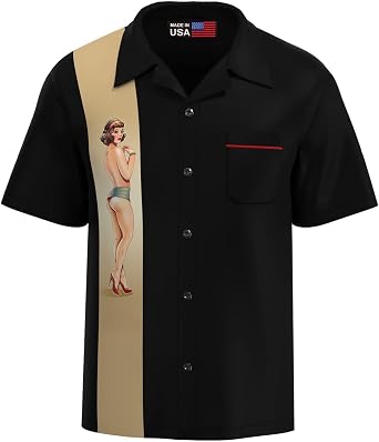 BeRetro Mens Bowling Retro Pin Up Shirt  USA Made  Calendar - 50s Rockabilly T-Shirt