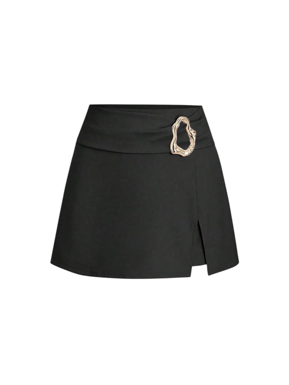 Floerns Womens Metal High Waist Skirt Split Hem A Line Business Office Mini Skirts