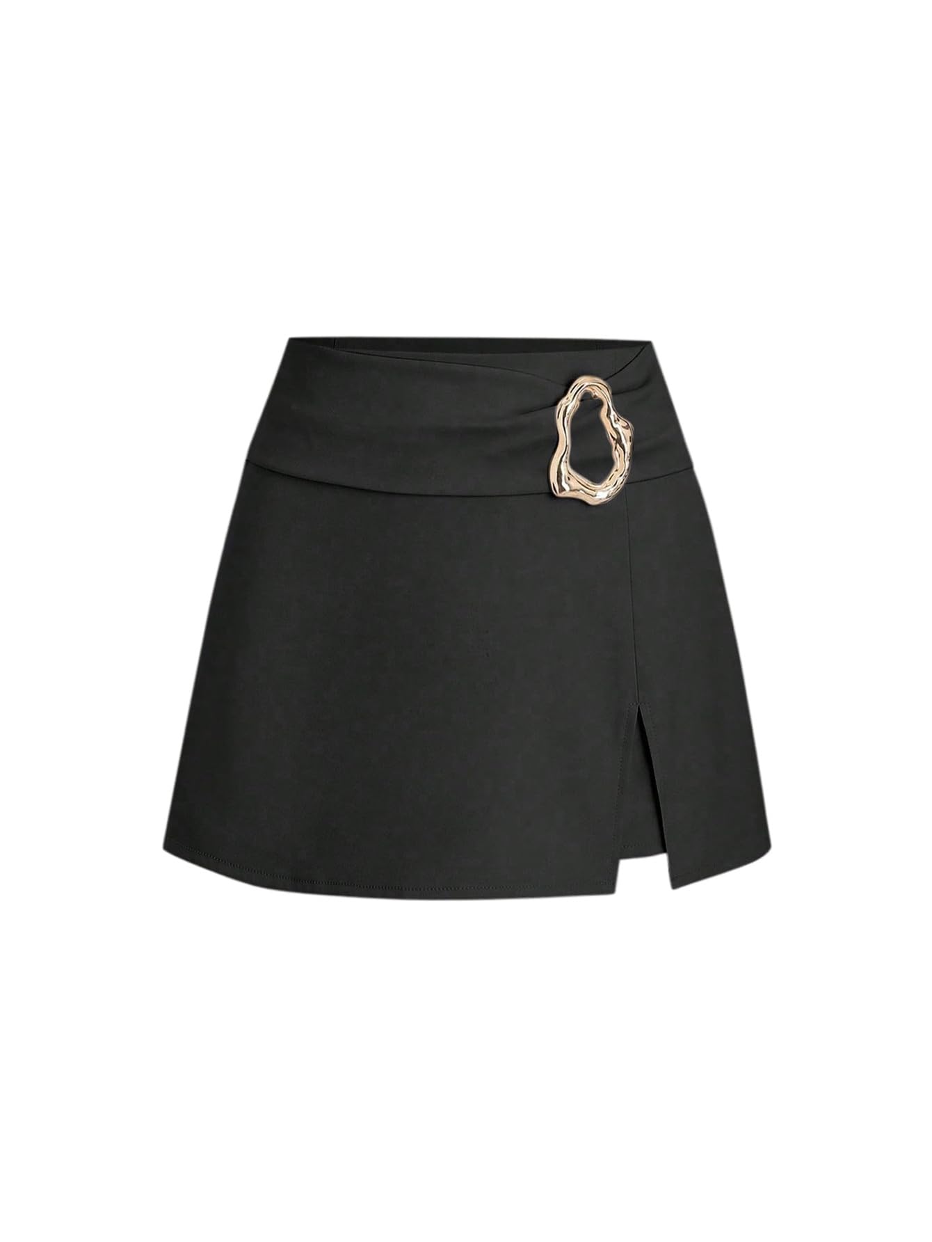 Floerns Womens Metal High Waist Skirt Split Hem A Line Business Office Mini Skirts