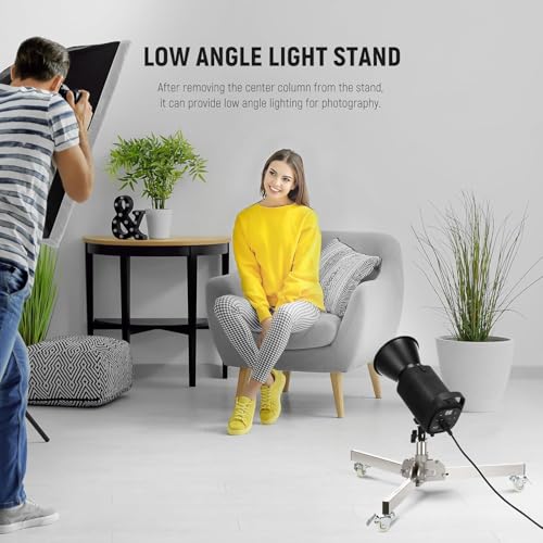 NEEWER Heavy Duty Light Stand with Casters, Max Height 3.2ft/98cm, Stainless Steel Foldable Adjustable Tripod, Photography Light Stand for Speedlight Softbox Monolight, Max Load 22lb by NEEWER - Image 8