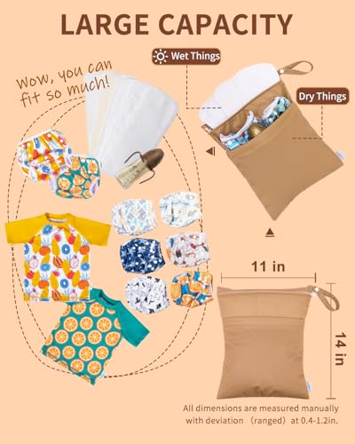 Image of babygoal Wet Bags 3 Pack, Waterproof Travel Dry Bags for Baby Diapers, Beach, Pool, Gym, Swimsuits, Food Storage and Wet Clothes 3LN37-B