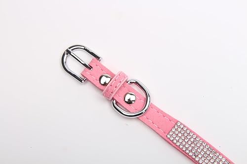 Miniatura 3 de XKSRWE Collar para perro y gato, con corona de diamantes de imitación, de piel sintética, ajustable, para chihuahua yorkie (S, rosa)