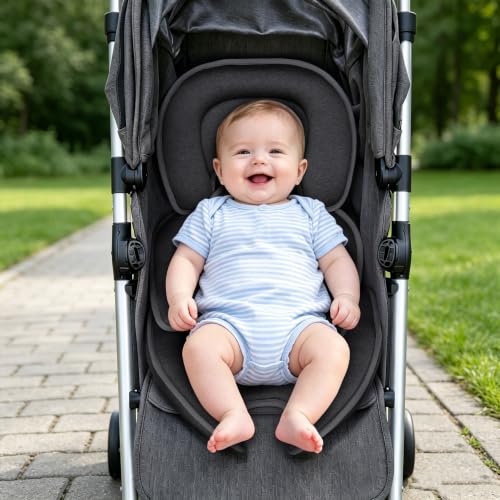 Image of COOLBEBE Upgraded Babybody Supports for Baby Newborn, Grey | Extra Soft Stroller Cushion Pads Car Seat Insert, Perfect for Carseats, Strollers, Swings