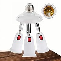 Vista 9 de Adaptador de enchufe divisor E26/E27 ajustable de 360 grados 2 en 1. Bombillas LED estándar E26/E27 de 360 grados ajustables 180 grados plegables
