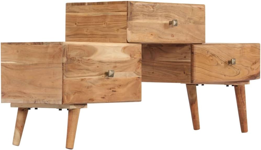Solid Acacia Wood TV Cabinet 42.5 Inch 3 Drawer