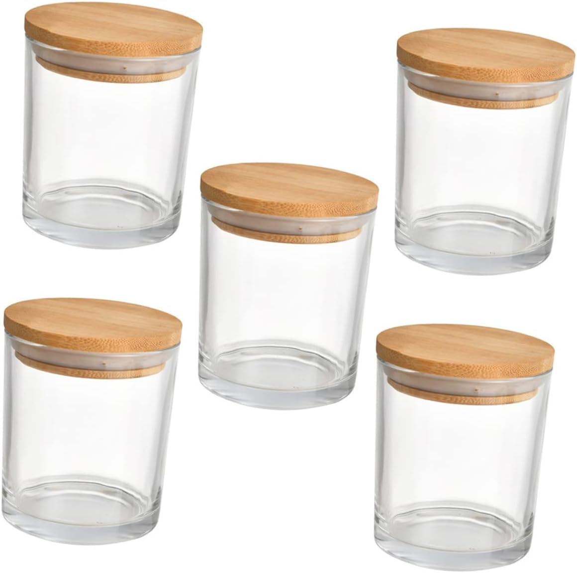 Uonlytech 5sets Elegant Glass Candle Holder Jars Frosted for Candle Making Aromatherapy