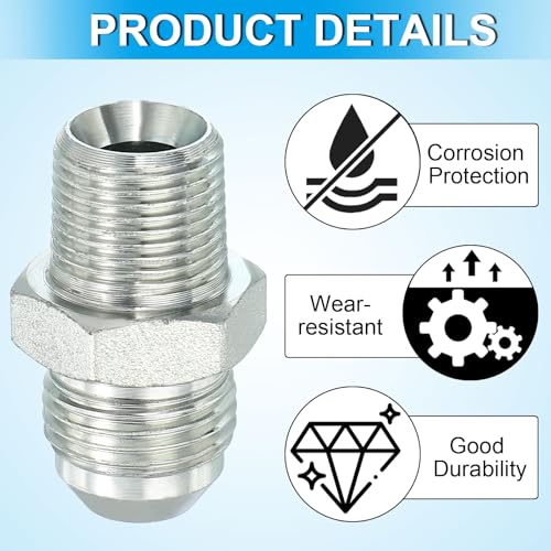 Image of PATIKIL Pipe Adapter Connector 3 /4 inch Male 74 Flare JIC x 3 /8 inch Male R Pipe Fitting Oil Feed Restrictor Fitting Hydraulic Connector for Oil Steam Water Pipelines System