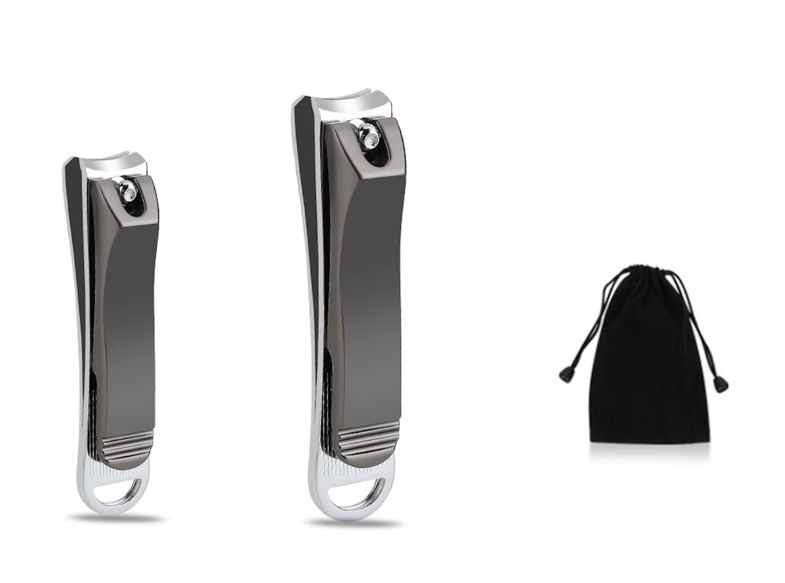 EWANTO 100x 2er Nagelknipser - Set Nagelschneider für Finger und Zehnnägel Männer und Frauen im schwarzen Samtsäckchen schwarzen Säckchen Set Nagelschneider Nagelzwicker 2 verschiedene Größen