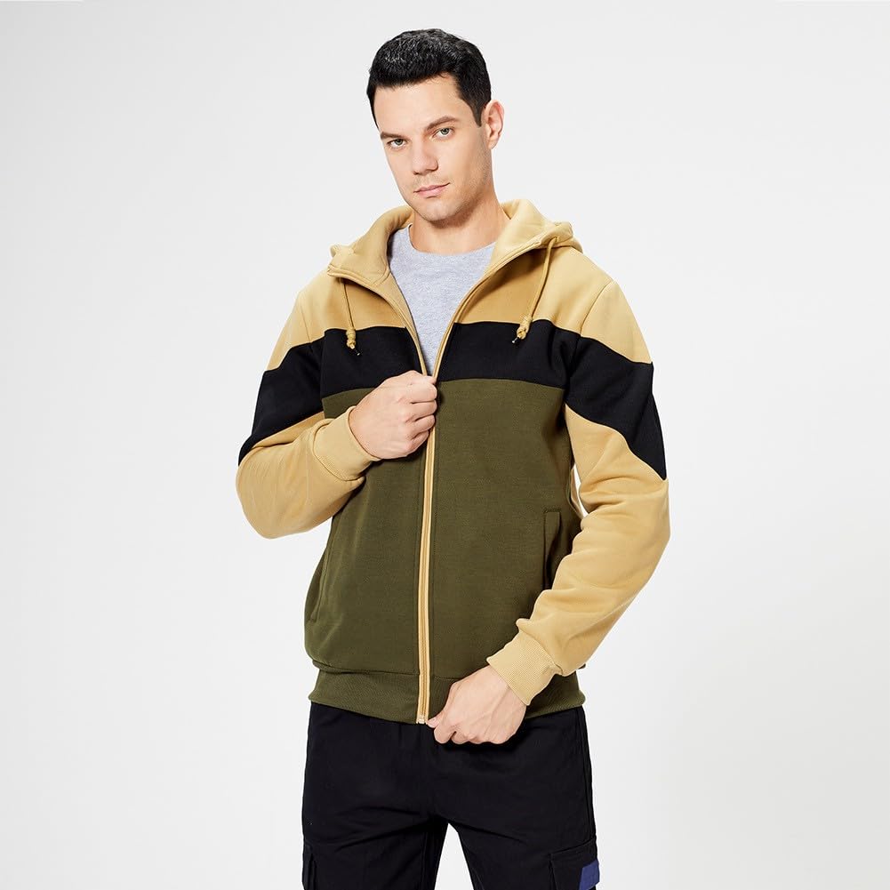 Męskie bluzy z kapturem na co dzień Kurtki Bluza z zamkiem dla bezpieczeństwa Patchwork Polar Kardigan Płaszcz zimowy Sweter z długim rękawem Topy