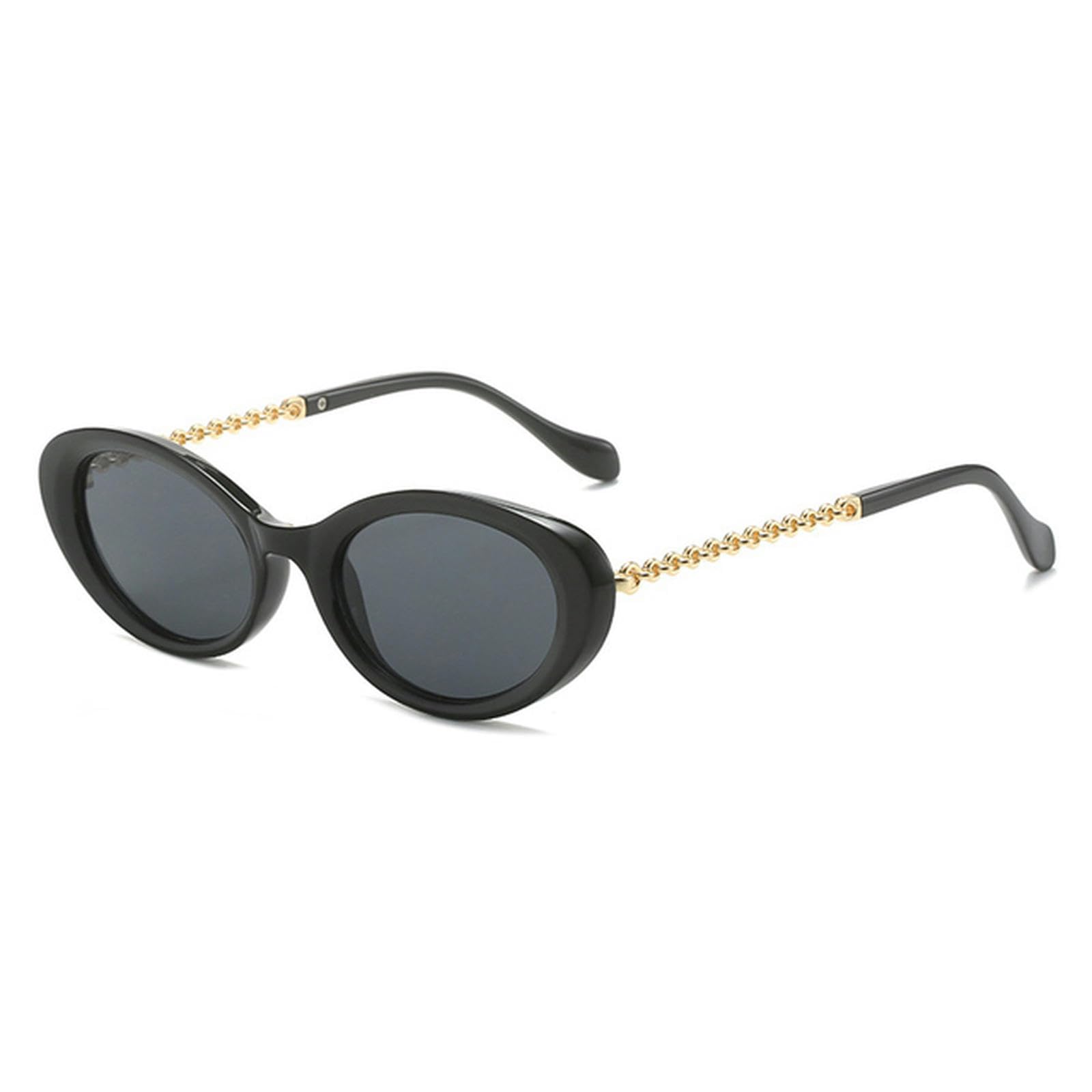 NOGRAX Okulary owalne okulary przeciwsłoneczne moda unikalny metalowy łańcuszek nogi okulary odcienie męskie kocie oko oliwkowe zielone okulary przeciwsłoneczne