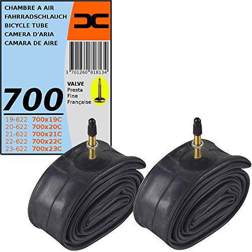 cyclingcolors 2X Chambre à air vélo 700x19/23C (19/23-622) Valve Presta Fine française idéal Route Course Gravel Fixie singlespeed