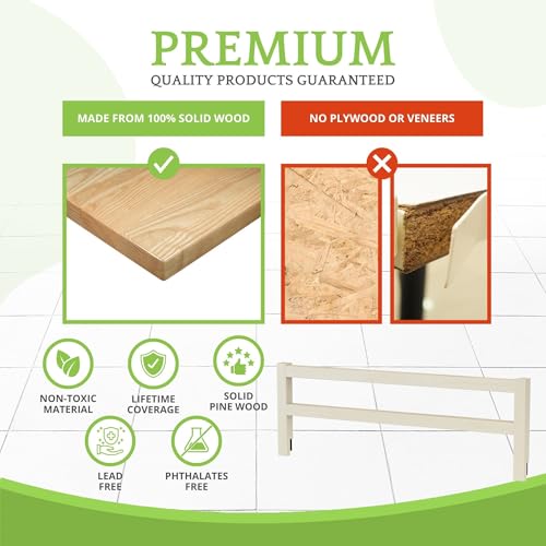 Image of CC KITS Safety Guard Rail for Baby, Kids, and Children - Solid Wood Safety Bed Rail for Toddlers - Easy Installation - Premium Protection for Bunk, Twin, Full, Queen and King Size Beds - (Pearl)