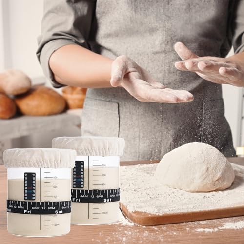 Image of Sourdough Starter Jar Kit, 26 oz Wide Mouth Sour Dough Jars Glass | Sourdough Bread Baking Supplies, Sourdough Tools for Beginners and Pro, Dishwasher-Safe, Borosilicate Glass, 2 Pack