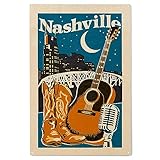 Lantern Press 10x15 Inch Wood Sign, Ready to Hang Wall Decor, Nashville, Tennessee, Woodblock