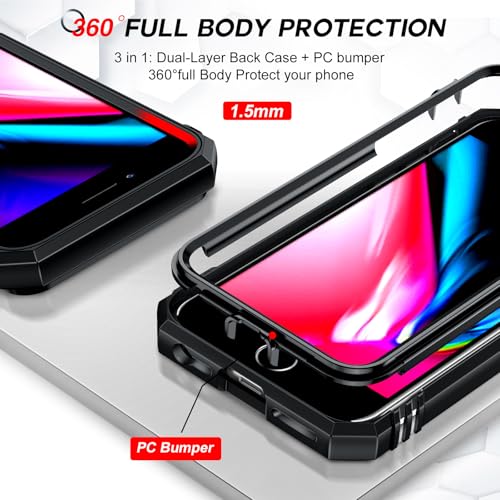 for iPhone-SE Case (3rd/2nd), iPhone-8 Case, iPhone-7 Case: Military Grade | iPhone SE Generation 3/2 Case with Screen Protector , Magnetic Stand, Camera Cover, i Phone SE 2022 2020 SE3 SE2 Funda, Black - image 5