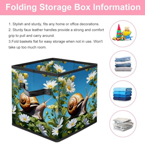 Boîte de rangement pliable dressing panier tissu enfant escargot - 4