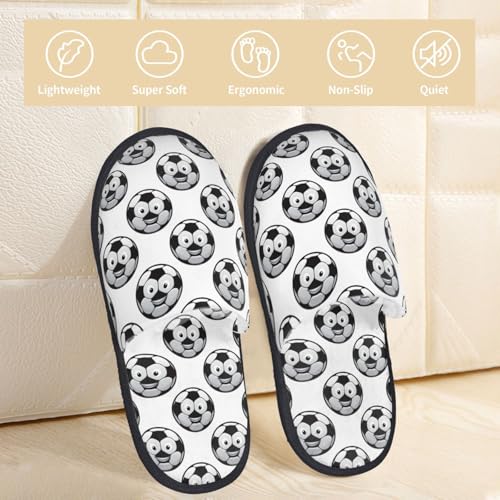 Happy Soccer Print House Slippers For Women And Men,Soft Slippers With Memory Foam,Non-Slip Indoor Home Shoes2