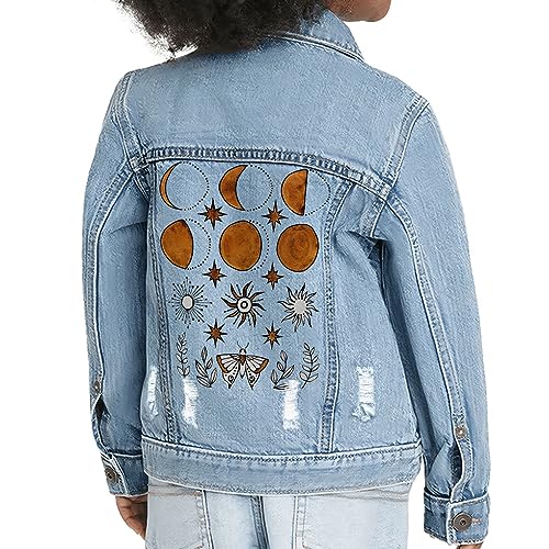 Moth Moon Phases Toddler Denim Jacket - Moon Fan Present - Moon Lover Apparel