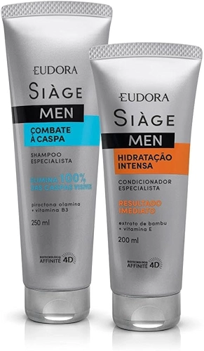 Eudora Kit Siàge Men: Shampoo Combate à Caspa 250ml + Condicionador Hidratação Intensa 200ml
