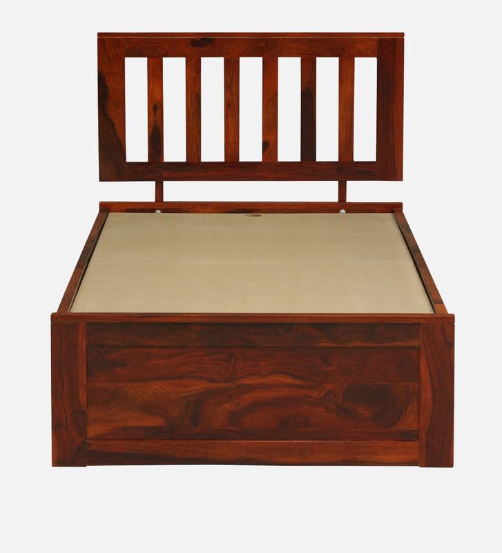 Image of Sheesham Wood Single Size Bed with Box Storage Solid Wood Cot Palang Wooden Double Bed Furniture for Bedroom Livig Room (Honey Oak Finish)