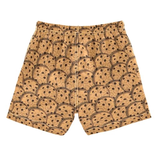 Pigsaly Cute Chocolate Chips Cookies Boys Swim Trunks Brown Biscuit Toddler Beach Board Shorts Baby Summer Bathing Suit 2T2