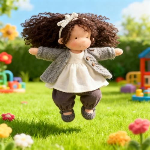 Muñeca Waldorf hecha a mano, 12 pulgadas miniatura 3