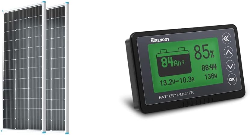 Bundle of Renogy 2PCS Solar Panels 100 Watt 12 Volt High-Efficiency Monocrystalline + Renogy 4 Sets of Solar Panel Mounting Z Brackets