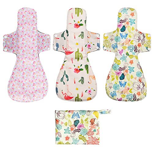 Image of Washable Cloth Menstrual Pads /Mama Cloth /Reusable Sanitary Pads (Bloom, 16 inch /Overnight)
