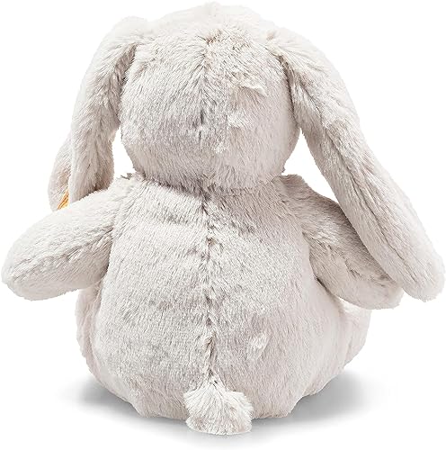 Steiff Hoppie Hase mit Schlappohren 28 cm hellgrau, Plüschtier, Soft Cuddly Friends, flauschiges Stofftier zum Kuscheln und Spielen, Kuscheltier für Mädchen und Jungen, waschmaschinenfest