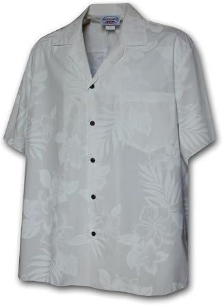 Pacific Legend Mens White Wedding Tropical Floral Hawaiian Shirt