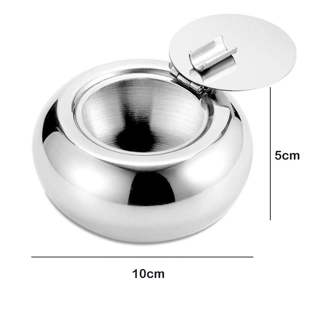 Igoolee Posacenere Da Tavolo Moderno In Acciaio Inox – Set Da 2 – Argento – Per Interni Ed Esterni
