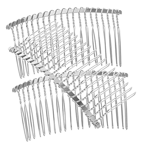 SOLUSTRE 3Pcs Metal Hair Combs 20 Teeth Bridal Veil Clips for Women Diy Wedding Hair Accessories Silver