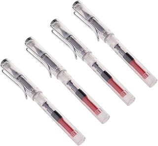 4 Pcs Fountain Ink Brush Pen Refillable ,Flexible Brush Tip for lettering, calligraphy, illustration, art, sketching Chinese Japanese Sumi Calligraphy Painting Writing Signature - Clear Drawing Pens