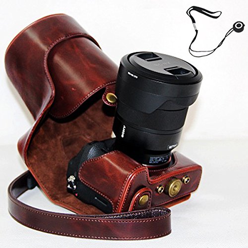 First2Savvv Xjpt-A7Ll-10 Dark Brown Full Body Precise Fit Pu Leather Digital Camera Case Bag Cover With Shoulder Strap For Sony A7 Mark Ii A7 Ii A7 M2 With 24-70Mm Lens + Camera Lens Cap Keeper #TOP8