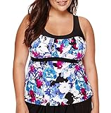 ZeroXposur Women's Plus-Size Plus-Size Briar Peasant Tankini, Celeste, 16W